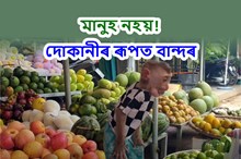 মানুহ নহয়!  দোকানীৰ ৰূপত বান্দৰ; সামাজিক মাধ্যমত ভাইৰেল ভিডিঅ'