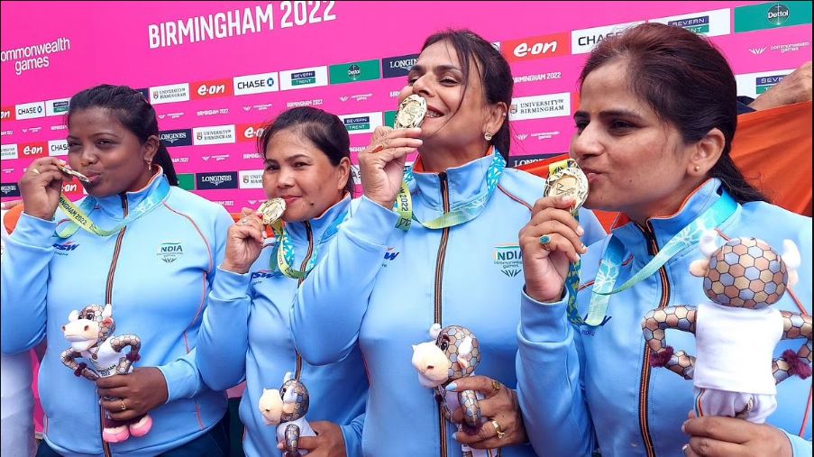 The Indian women’s team created history in the lawn ball event of the Commonwealth Games 2022