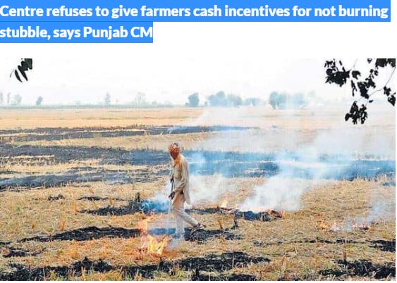 Centre refuses to give farmers cash incentives for not burning stubble, says Punjab CM