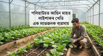 পলিহাউচত আহিন মাহত লাইশাকৰ খেতি
